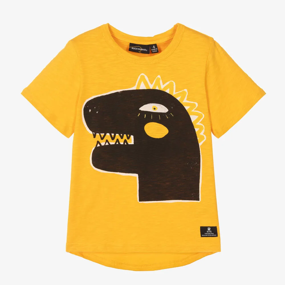 Yellow Cotton Dino T-Shirt
